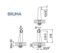 MEDIDAS JUEGO COLUMNAS GRIFERIA BAÑERA BRUMA